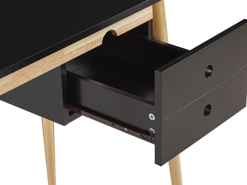 New Beliani Tyopoyta 2 Laatikkoa Musta/Vaalea Puu 106 X 48 Cm Ebeme