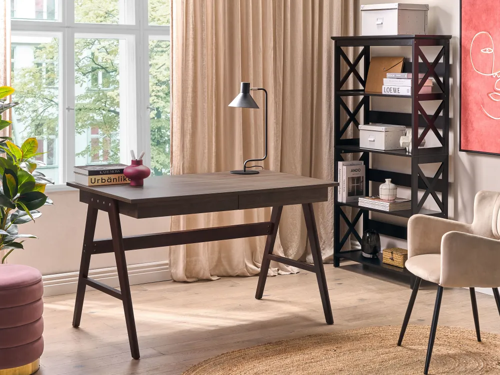 Lastenhuone<Beliani Tyopoyta 2 Laatikkoa Tumma Puu 120 X 70 Cm Sheslay