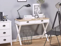 Lastenhuone<Beliani Tyopoyta 2 Laatikkoa Vaalea Puu/Valkoinen 103 X 50 Cm Ekart