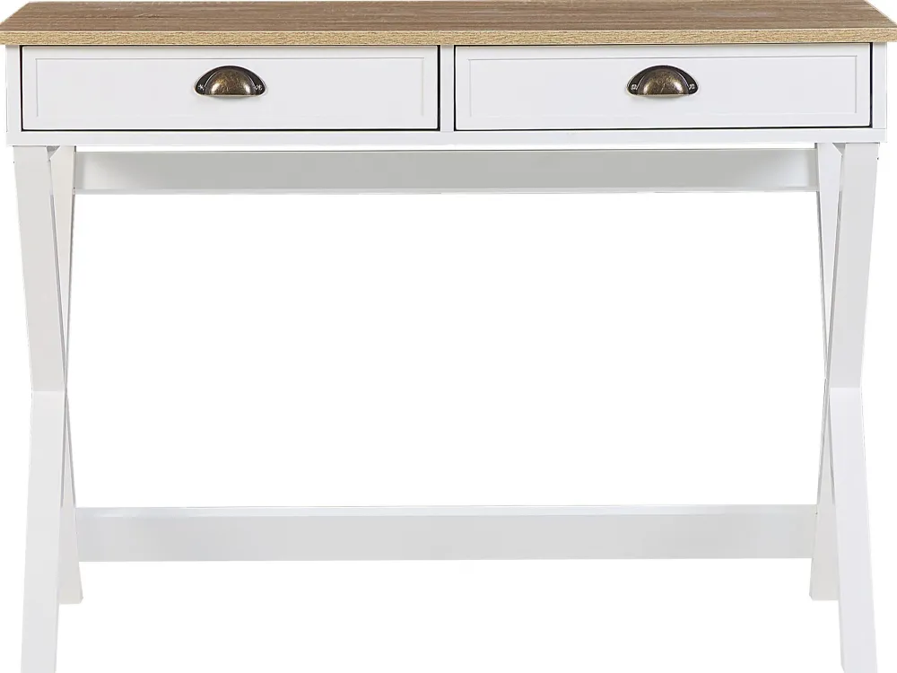 Lastenhuone<Beliani Tyopoyta 2 Laatikkoa Vaalea Puu/Valkoinen 103 X 50 Cm Ekart