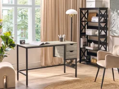 Cheap Beliani Tyopoyta 2 Laatikkoa Vaalea Puu/Musta 120 X 48 Cm Grant