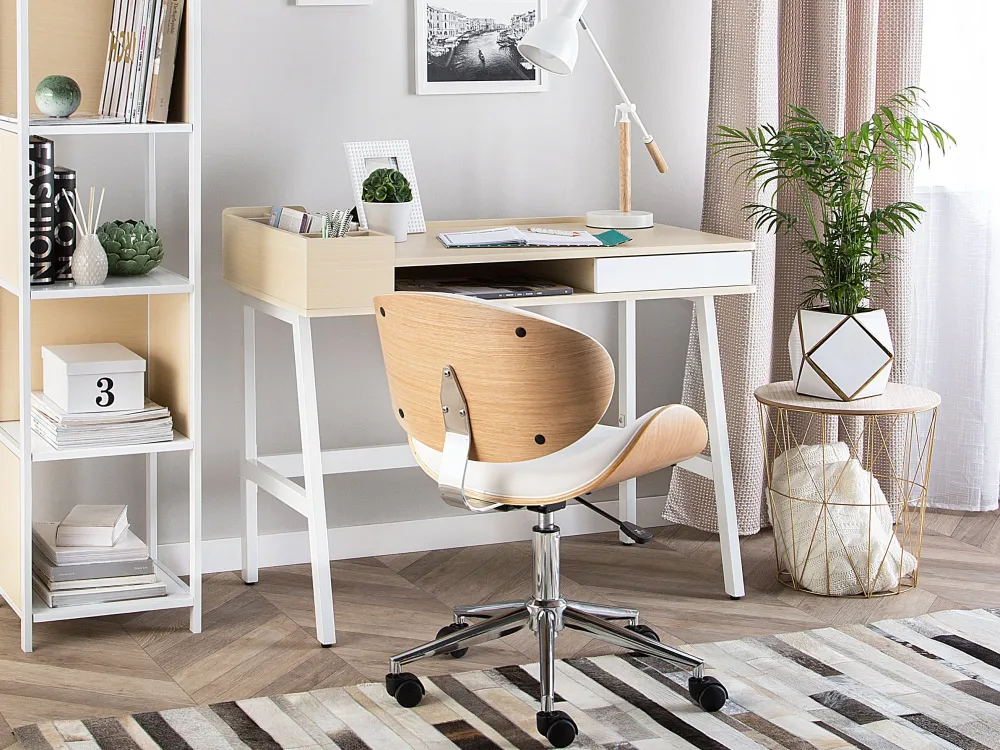 Lastenhuone<Beliani Tyopoyta Laatikko Hylly Vaalea Puu/Valkoinen 100 X 55 Cm Paramaribo