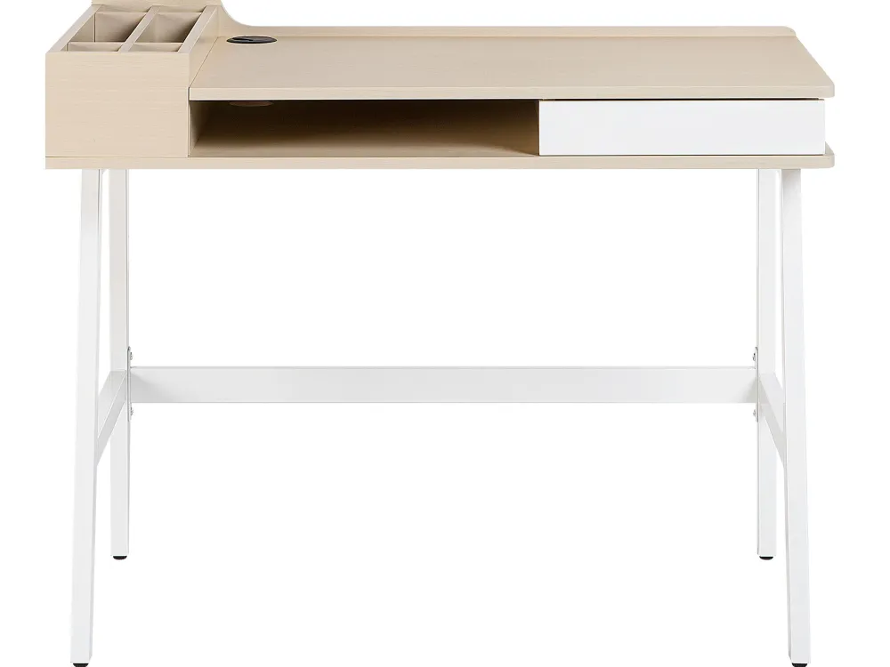 Lastenhuone<Beliani Tyopoyta Laatikko Hylly Vaalea Puu/Valkoinen 100 X 55 Cm Paramaribo