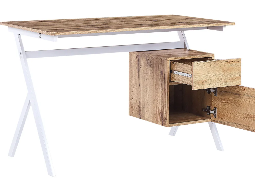 Lastenhuone<Beliani Tyopoyta Laatikko Kaappi Vaalea Puu/Valkoinen 120 X 60 Cm Ashland