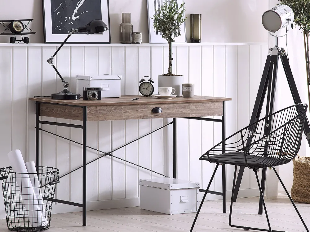 Outlet Beliani Tyopoyta Laatikko Tumma Puu/Musta 120 X 60 Cm Casco