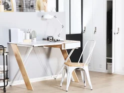 Best Sale Beliani Tyopoyta Laatikko Vaalea Puu/Valkoinen 120 X 60 Cm Hamden