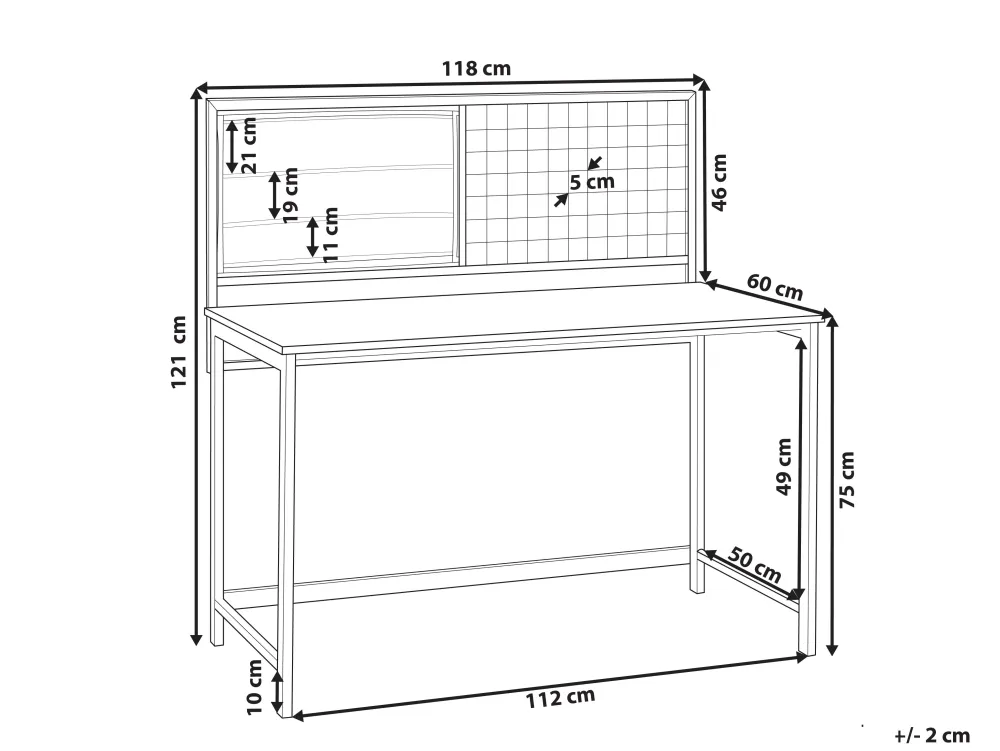 Lastenhuone<Beliani Tyopoyta Muistitaulu Tumma Puu/Musta 118 X 60 Cm Vince