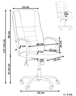Tuolit<Beliani Tyotuoli Keinonahka Hierova Musta Grandeur Ii