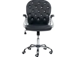 Tuolit<Beliani Tyotuoli Keinonahka Musta/Hopea Princess