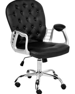 Tuolit<Beliani Tyotuoli Keinonahka Musta Princess