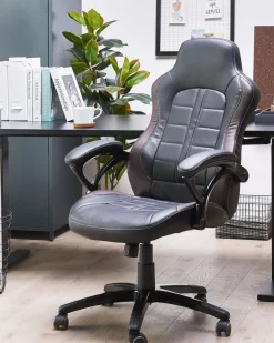 Cheap Beliani Tyotuoli Keinonahka Musta/Tummanruskea Prince