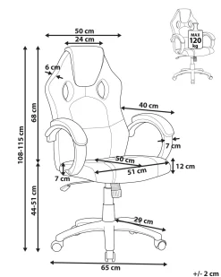 Tuolit<Beliani Tyotuoli Keinonahka Musta/Laivastonsininen Fighter