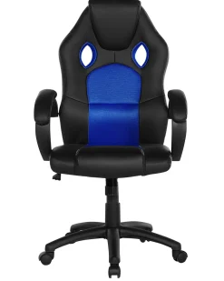 Tuolit<Beliani Tyotuoli Keinonahka Musta/Laivastonsininen Fighter