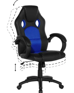 Tuolit<Beliani Tyotuoli Keinonahka Musta/Laivastonsininen Fighter