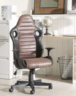 Tuolit<Beliani Tyotuoli Keinonahka Musta/Ruskea Supreme