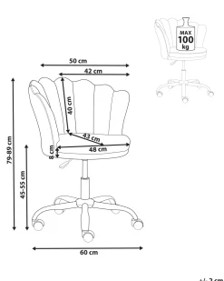 Tuolit<Beliani Tyotuoli Sametti Harmaa Monticello
