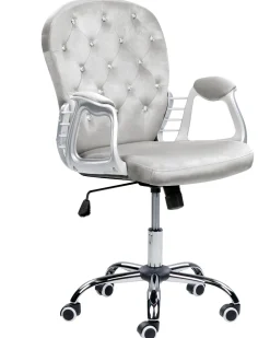 Lastenhuone<Beliani Tyotuoli Sametti Vaaleanharmaa/Hopea Princess