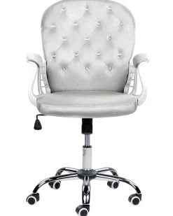 Lastenhuone<Beliani Tyotuoli Sametti Vaaleanharmaa/Hopea Princess