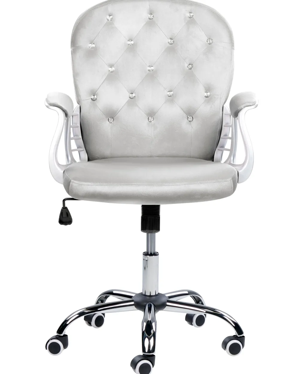 Lastenhuone<Beliani Tyotuoli Sametti Vaaleanharmaa/Hopea Princess