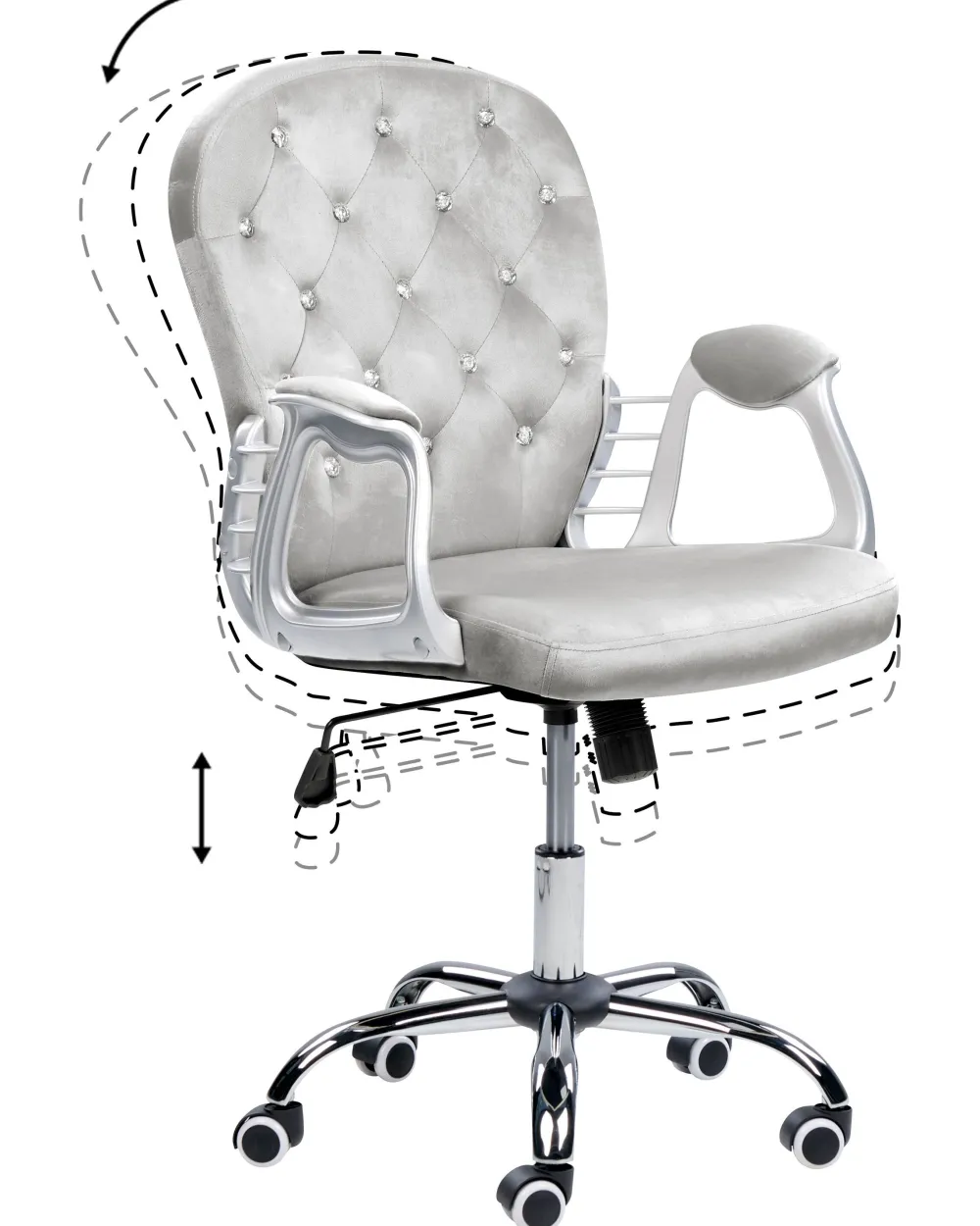 Lastenhuone<Beliani Tyotuoli Sametti Vaaleanharmaa/Hopea Princess