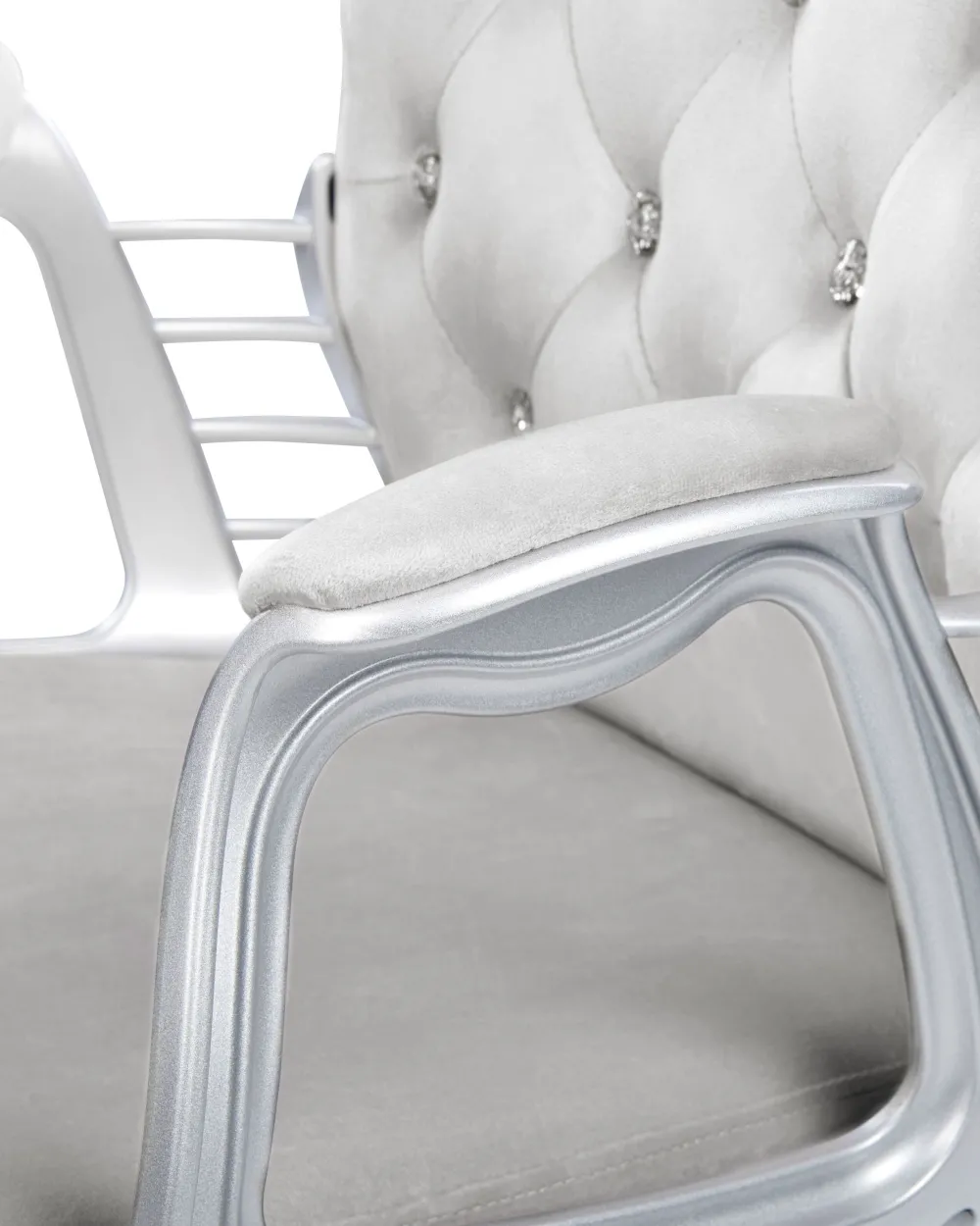 Lastenhuone<Beliani Tyotuoli Sametti Vaaleanharmaa/Hopea Princess