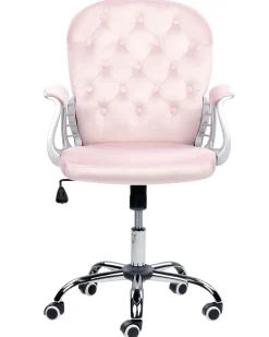 Lastenhuone<Beliani Tyotuoli Sametti Vaaleanpunainen Princess