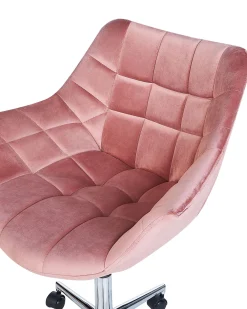 Tuolit<Beliani Tyotuoli Sametti Vaaleanpunainen Labelle