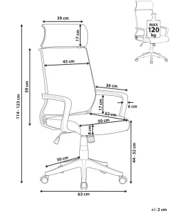 Store Beliani Tyotuoli Verkkokangas Musta Leader