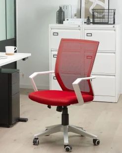 Lastenhuone<Beliani Tyotuoli Verkkokangas Punainen Relief