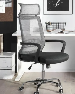 Fashion Beliani Tyotuoli Verkkokangas Tummanharmaa Leader