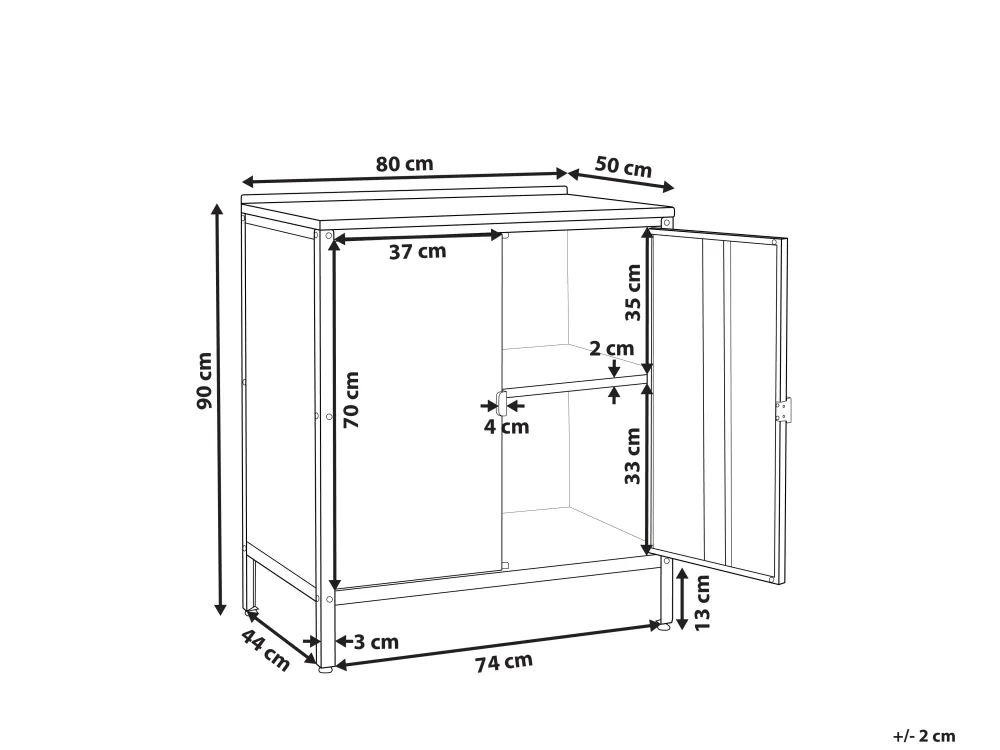 Store Beliani Ulkokeittiokaappi Teras 2 Ovea Musta Vilama
