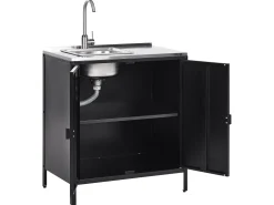 Cheap Beliani Ulkokeittion Allaskaappi Teras Musta Vilama