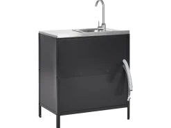 Cheap Beliani Ulkokeittion Allaskaappi Teras Musta Vilama