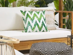 Tekstiilit<Beliani Ulkokoristetyyny Valkoinen/Vihrea 45 X 45 Cm 2 Kpl Brento