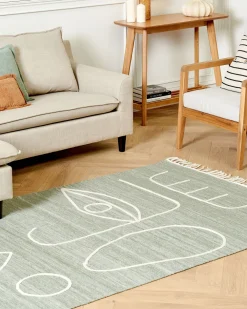 Store Beliani Ulkomatto Kangas Vaaleanvihrea 140 X 200 Cm Yavu