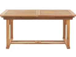 Outlet Beliani Ulkoruokailuryhma 6-Istuttava Akaasiapuinen Luonnonvalkoisilla Pehmusteilla Java