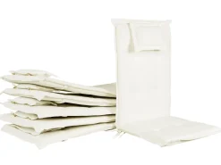 Outlet Beliani Ulkoruokailuryhma 6-Istuttava Akaasiapuinen Luonnonvalkoisilla Pehmusteilla Java