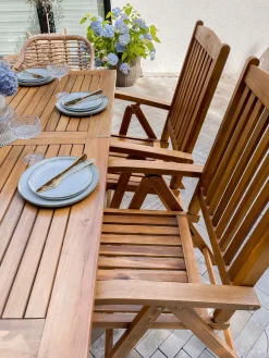 Outlet Beliani Ulkoruokailuryhma 6-Istuttava Akaasiapuinen Luonnonvalkoisilla Pehmusteilla Java