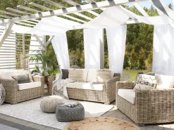 Ulkokalusteet<Beliani Ulkosohvasetti Rottinkinen Vaalea Ardea