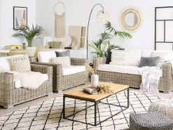 Ulkokalusteet<Beliani Ulkosohvasetti Rottinkinen Vaalea Ardea