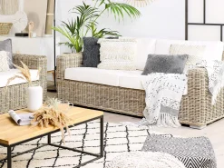 Ulkokalusteet<Beliani Ulkosohvasetti Rottinkinen Vaalea Ardea