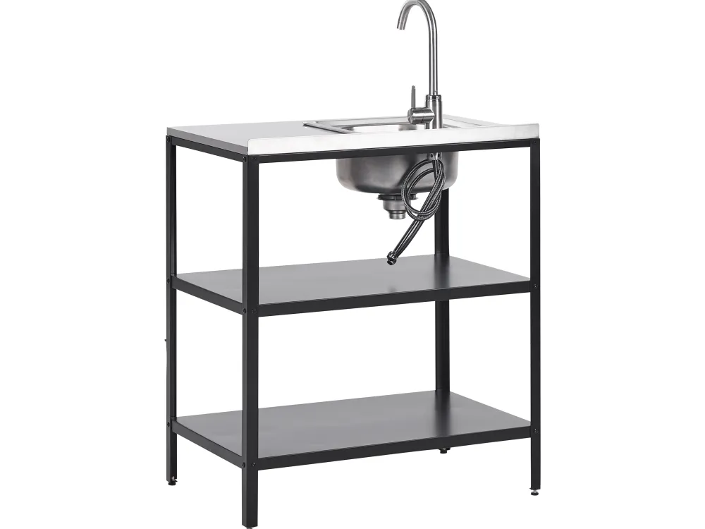 Store Beliani Ulkotiskiallas Teras 2 Hyllya Musta Vilama