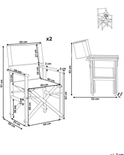 Hot Beliani Vaalea Akaasiapuinen Puutarhatuoli Harmaalla Kankaalla 2 Kpl Cine
