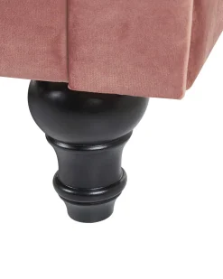 Store Beliani Vaaleanpunainen Samettiverhoiltu Nojatuoli Chesterfield