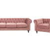 Sohvat<Beliani Vaaleanpunainen Samettiverhoiltu Sohvaryhma Chesterfield