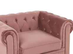 Sohvat<Beliani Vaaleanpunainen Samettiverhoiltu Sohvaryhma Chesterfield