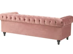 Sohvat<Beliani Vaaleanpunainen Samettiverhoiltu Sohvaryhma Chesterfield