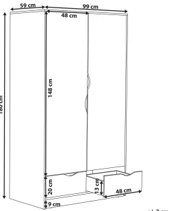 Säilytys<Beliani Vaatekaappi 2 Ovea 2 Laatikkoa Valkoinen Bremen