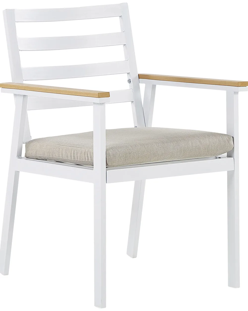 Cheap Beliani Valkoinen 4 Kpl Puutarhatuolisetti Beigeilla Tyynyilla Cavoli