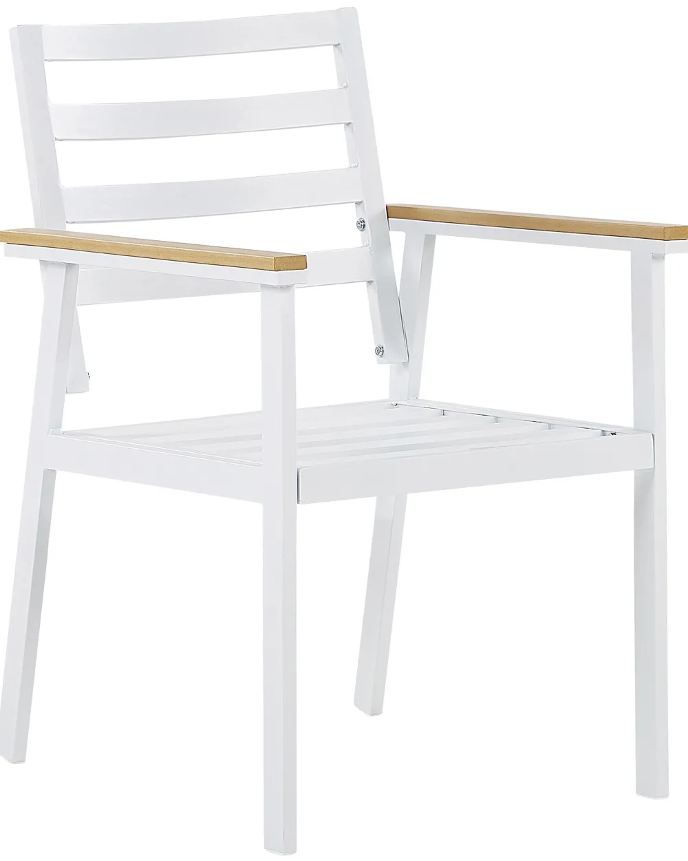 Cheap Beliani Valkoinen 4 Kpl Puutarhatuolisetti Beigeilla Tyynyilla Cavoli